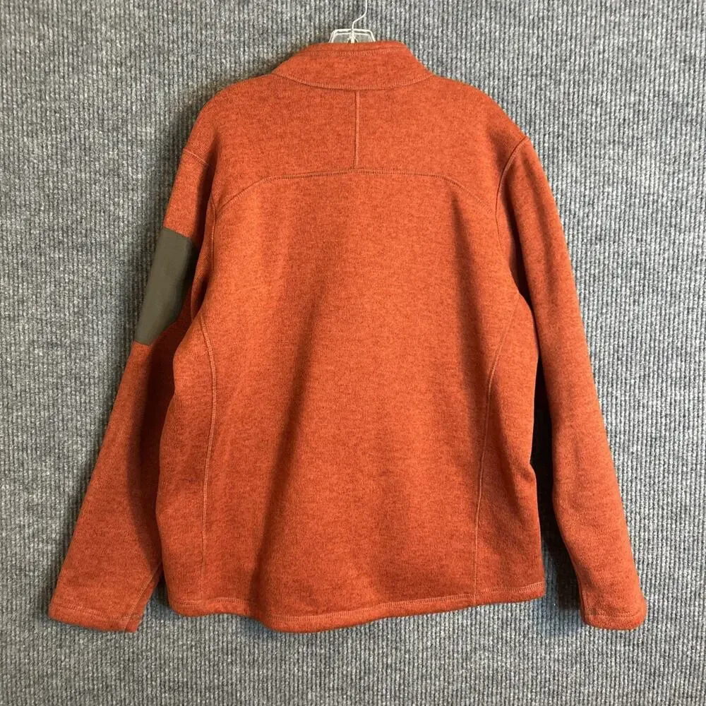 Eddie Bauer Mens 1/4 Zip Fleece Sweater Size XXL Orange Outdoor Hiking Camping